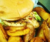 Grilled Chicken Sandwich with Steak Fries